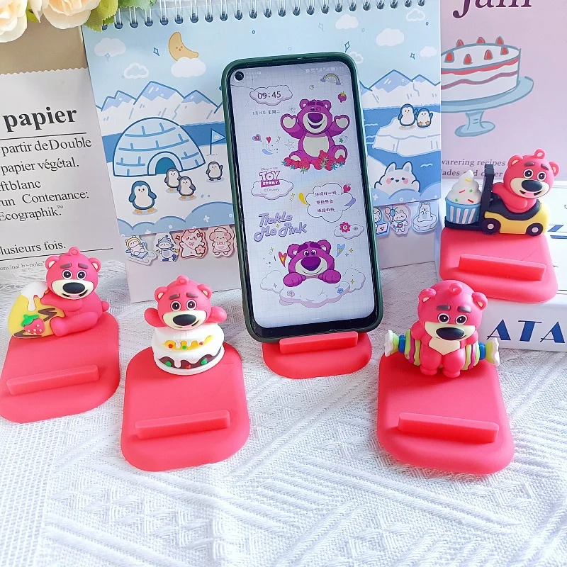 Disney Kawaii Toy Story Lotso Phone Holder Cartoon Model Decor Doll Ornaments Boys Girls Charm Small Birthday Gift Toys