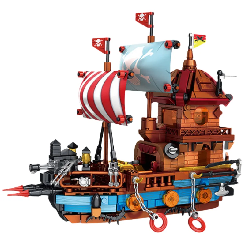 New Pirate Ship Assembly Building Blocks Assembly Model Desktop Ornaments Hobby Collection Children's Educational Holiday Gift