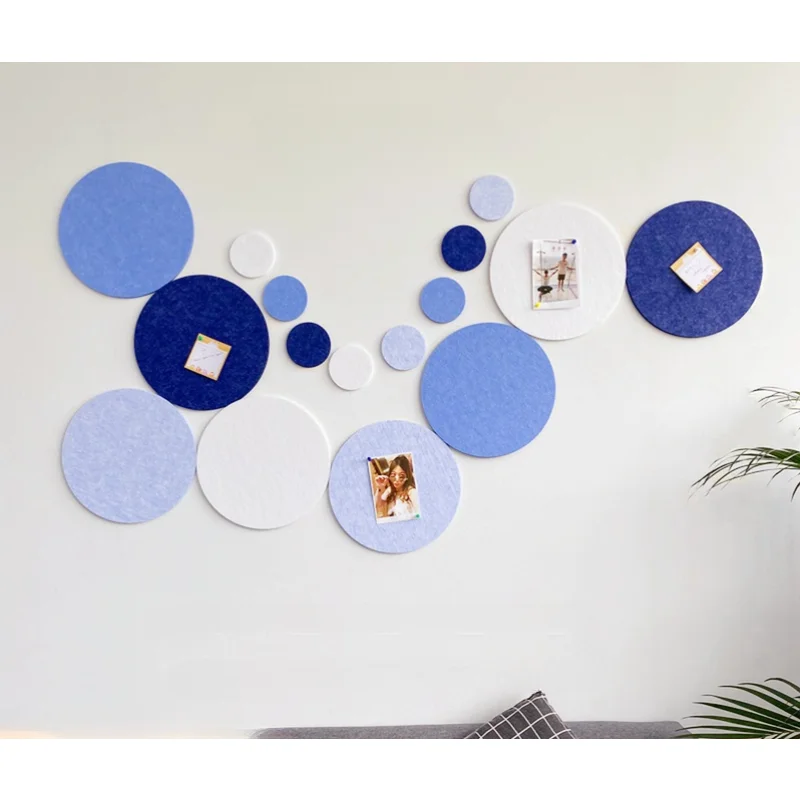 

Round Felt Pin Board Self Adhesive Bulletin Memo Photo Cork Boards Colorful Foam Wall Decorative Wall Sticker Message Board