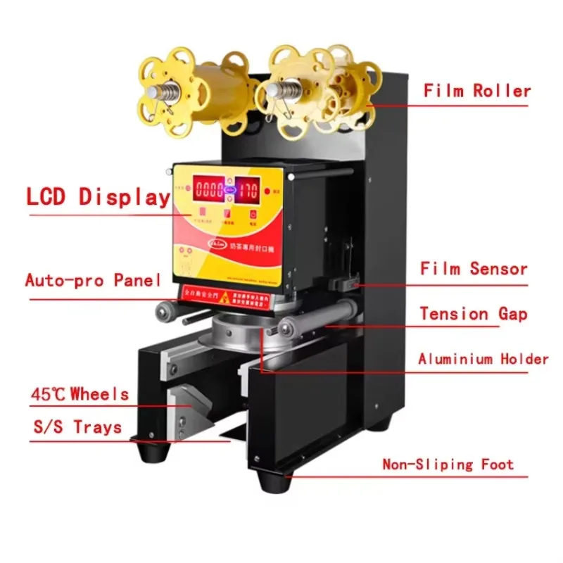 High Speed Electric Heat Sealing Fully Automated Cup Sealing Machine for Beverage Packaging (Cans & Bottles)