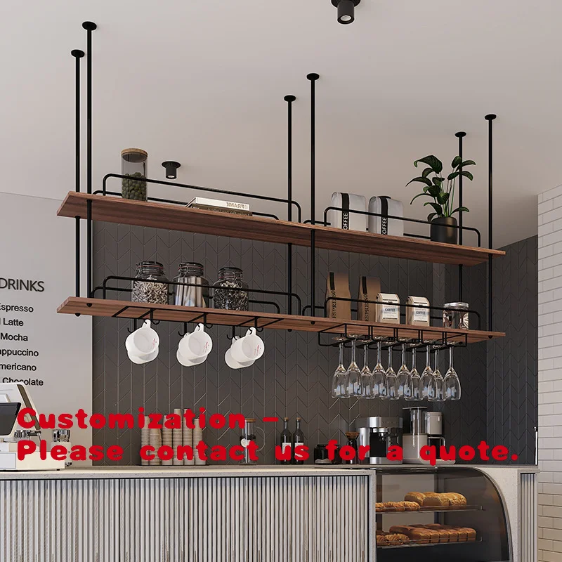 

Металлическая декоративная подвесная полка для хранения, настенная/потолочная, для бара, ресторана, кухни, винный стеллаж, на заказ.