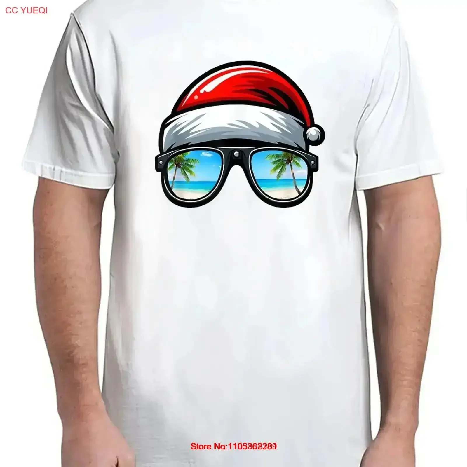 Camiseta con diseño de Papá Noel, sombrero, gafas de sol, playa, Navidad en julio, para adultos, talla S 4XL, ropa de diseñador de moda vintage lavada y elegante