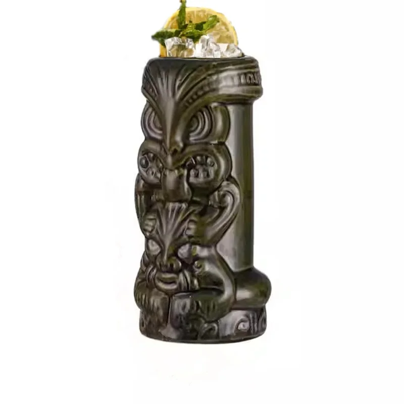 

630ml Ceramic Tiki Mug Creative Porcelain Beer Wine Mug Cup Bar Tool