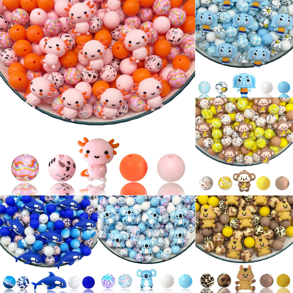 25-teiliges Set aus 3D-Tiere-Silikonperlen im neuen Stil, perfekt für DIY-Schlüsselanhänger, Halsketten, Armbänder und andere Bastelarbeiten – Detail 7