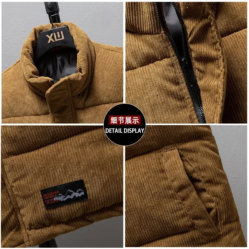 Westen Jacke Männer Herbst Winter Stehkragen warm ärmellose Freizeit Daunen Baumwolle gepolsterte Weste Mantel verdickt Cord warmen Mantel