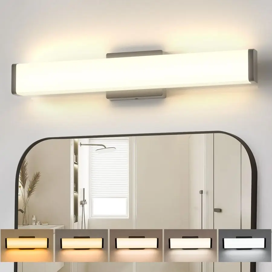 

Bathroom Vanity Light Over Mirror 24 inch, Dimmable 5CCT Led Vanity Lights for Bathroom, Modern Black Wall LightETL Certificated