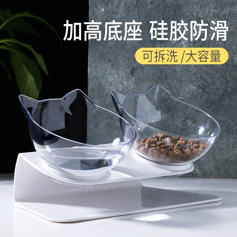 Non-Slip Double Cat Bowl Pet Water Food Feed Dog Bowls With Inclination Stand Cats Feeder Feeding Kitten Supplies