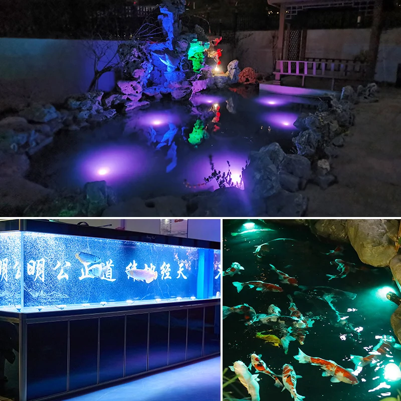 SAIYUN Pool Light with EU/US Plug IP68 Waterproof Small Size White Round Underwater RGB Multicolor Swimming Bath Spa Lamp