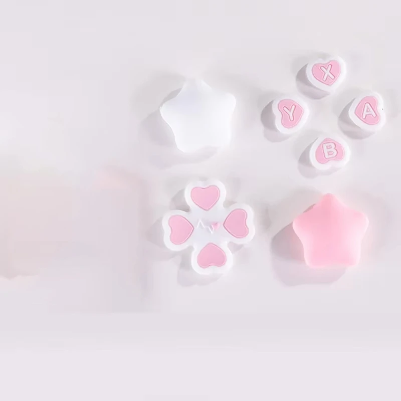 รักซิลิโคนนุ่ม D-Pad Cross ปุ่ม ABXY Key สติกเกอร์ผิวสําหรับสวิทช์ Oled Joy-Con Thumb Stick Grip ฝาครอบหมวก