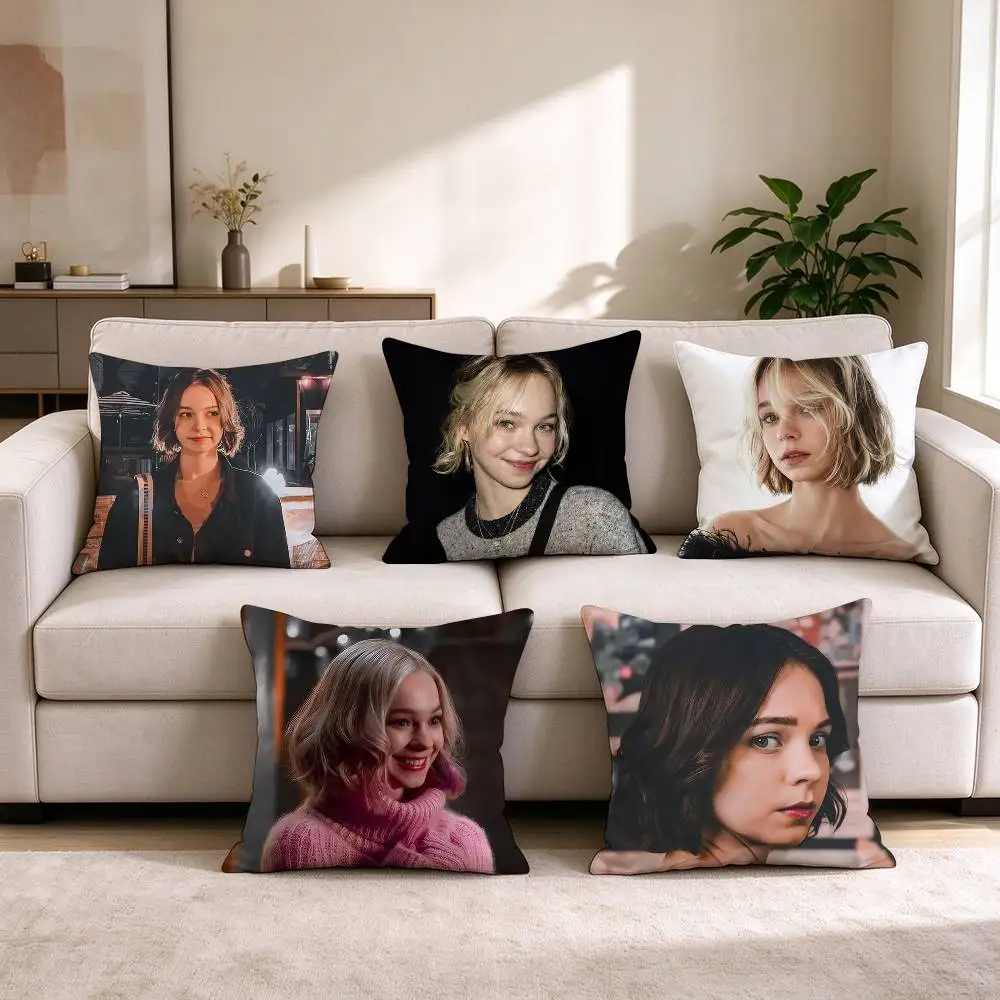 Y-Young Actress E-Emma Myers  Pillow Case Square Double-Sided Sofa Cushion Cover Bedroom Bedside Pillow