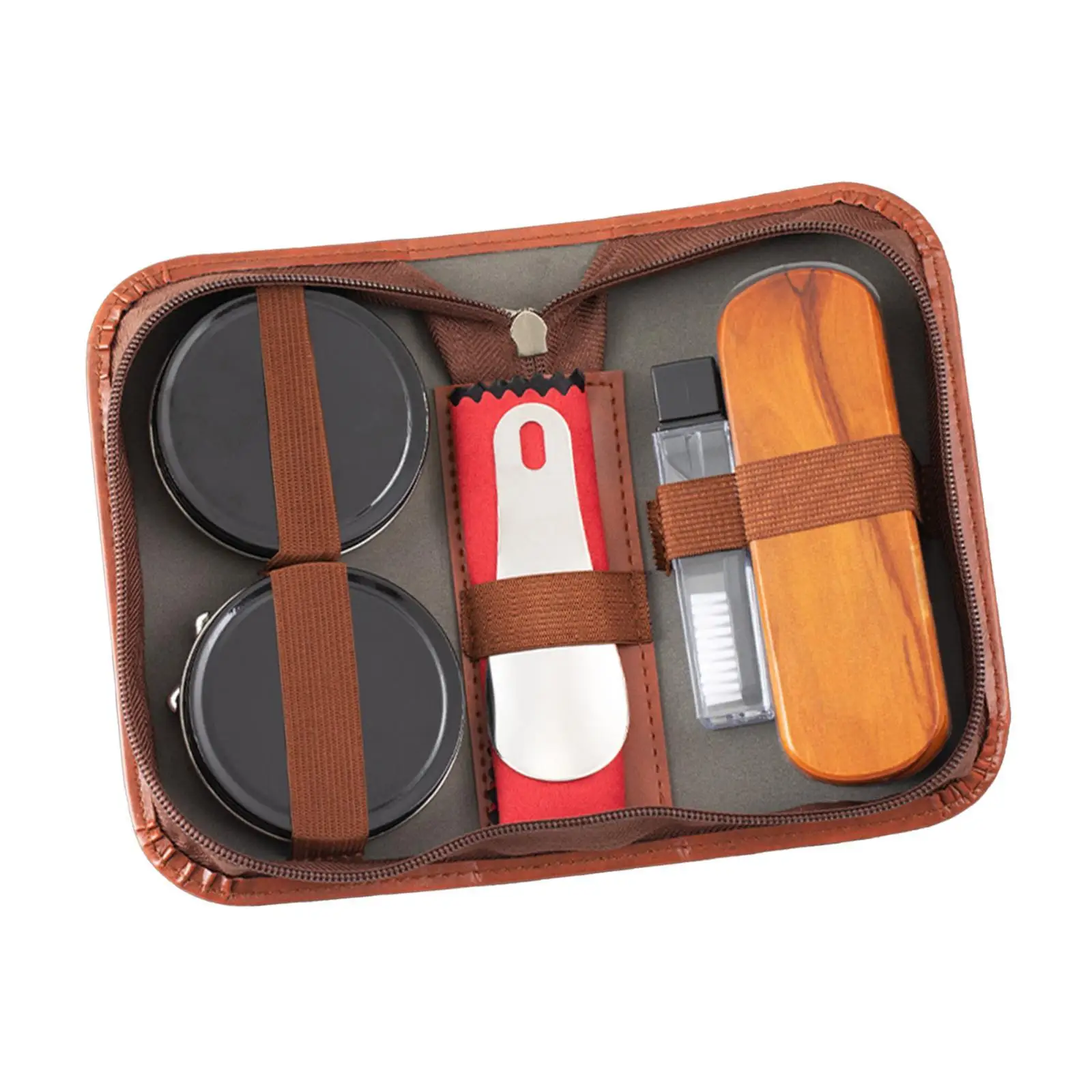 Schuhcreme-Set, Poliertücher, praktisch mit Tasche, Schuhputzer-Set aus Leder
