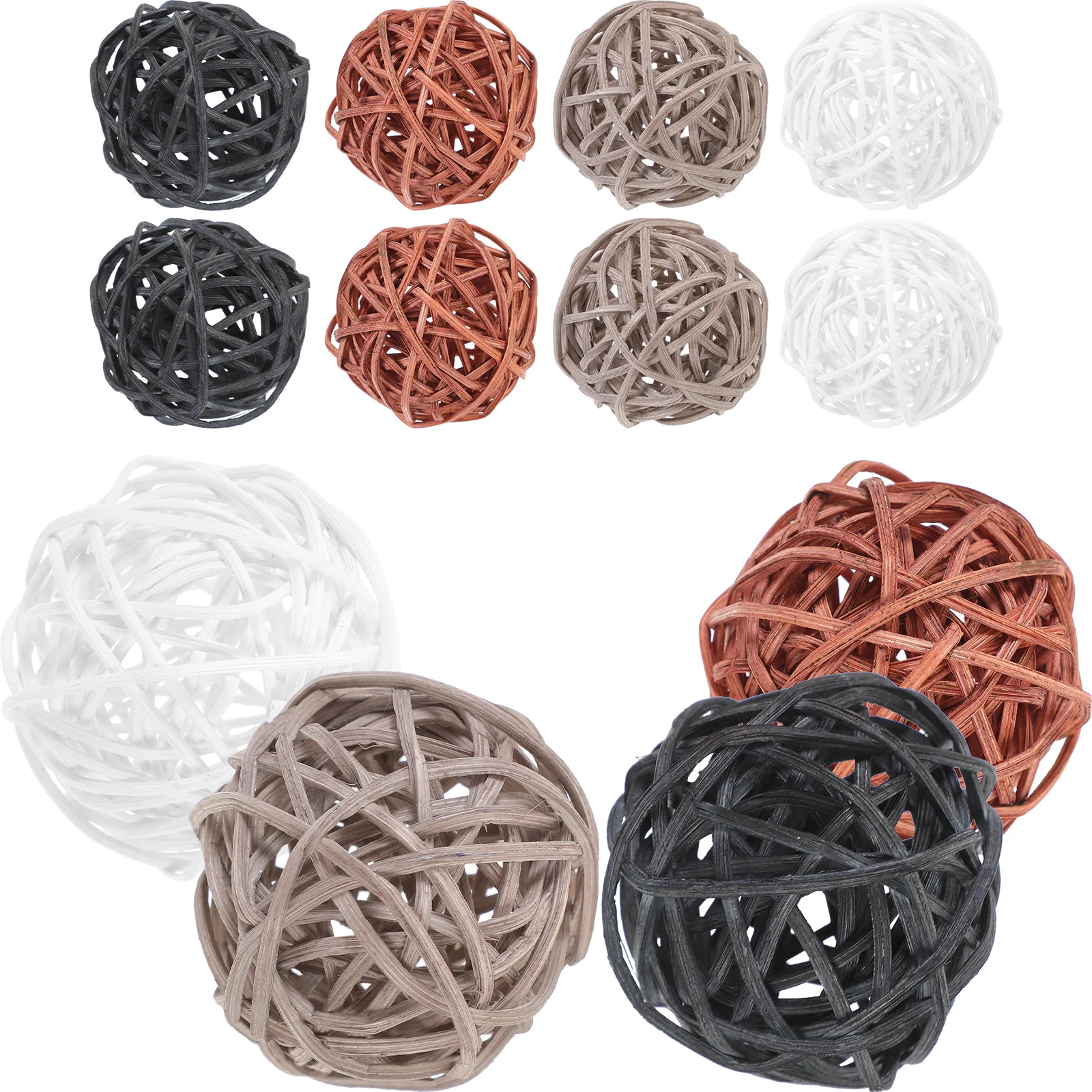 

20 Pcs Rattan Balls 45mm Black Gray Brown White DIY Wedding Christmas Home Decor Vase Fillers Bowl Fillers Craft Supplies