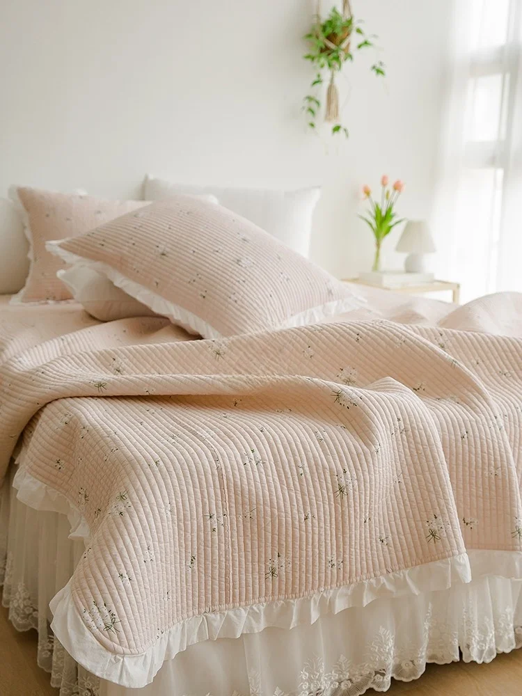 

Органическое хлопковое одеяло с защитой от сминания в корейском стиле, с цветочным принтом, 2 цвета, летнее, охлаждающее, также можно использовать как покрывало