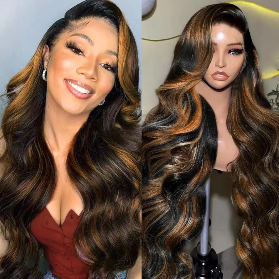 P1B30 Highlight Haarwerk van Echt Haar Body Wave 13X6 HD Kant Frontaal Haarwerk 3038 Inch Kant Voorkant Haarwerk Braziliaans Haarwerk Origineel Gekleurd
