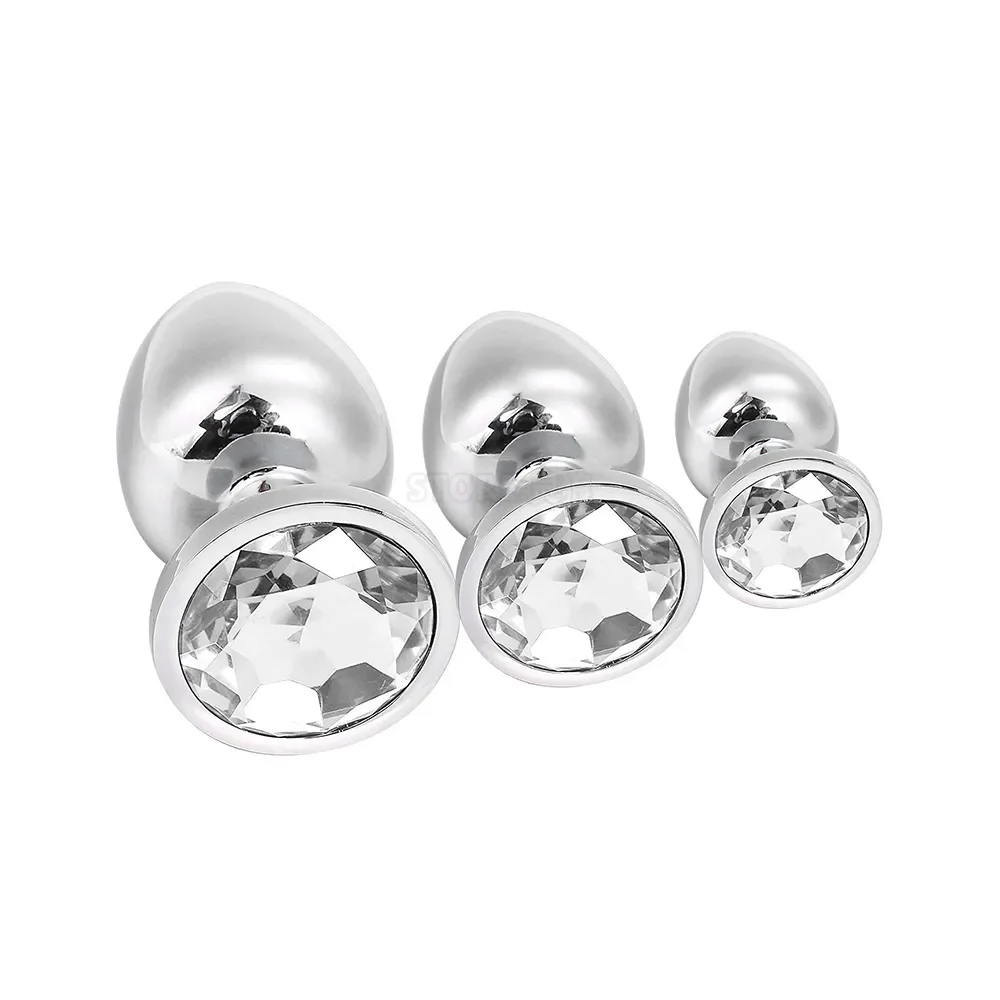 ST15 Sexual toy mini round stainless steel crystal anal plug flat bottom small tail for women/men intimate products detachable d