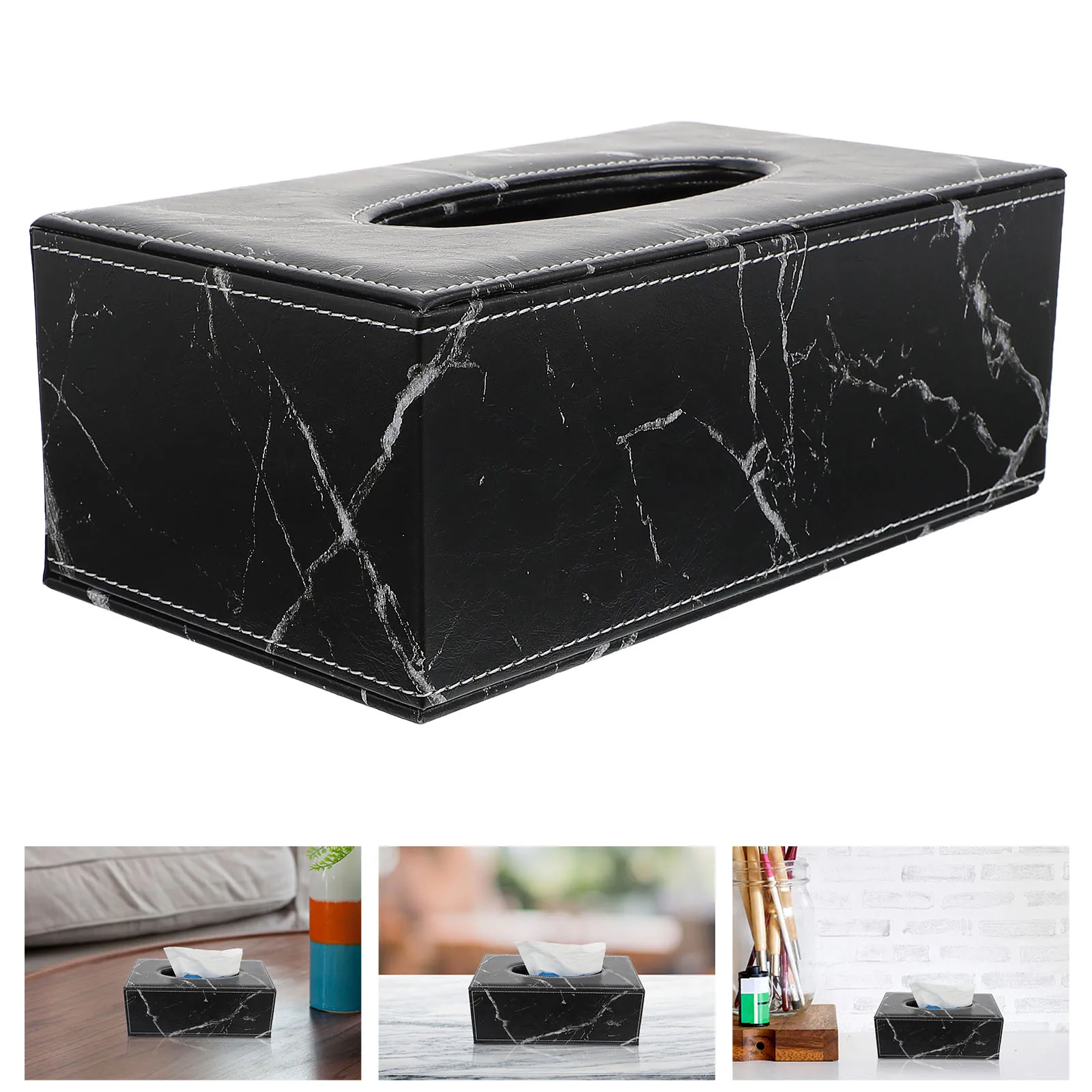 

1Pcs Marble Napkin Holder Tissue Box Car Desktop Tissue Dispenser Bathroom Storage Container Marble Napkin Holder