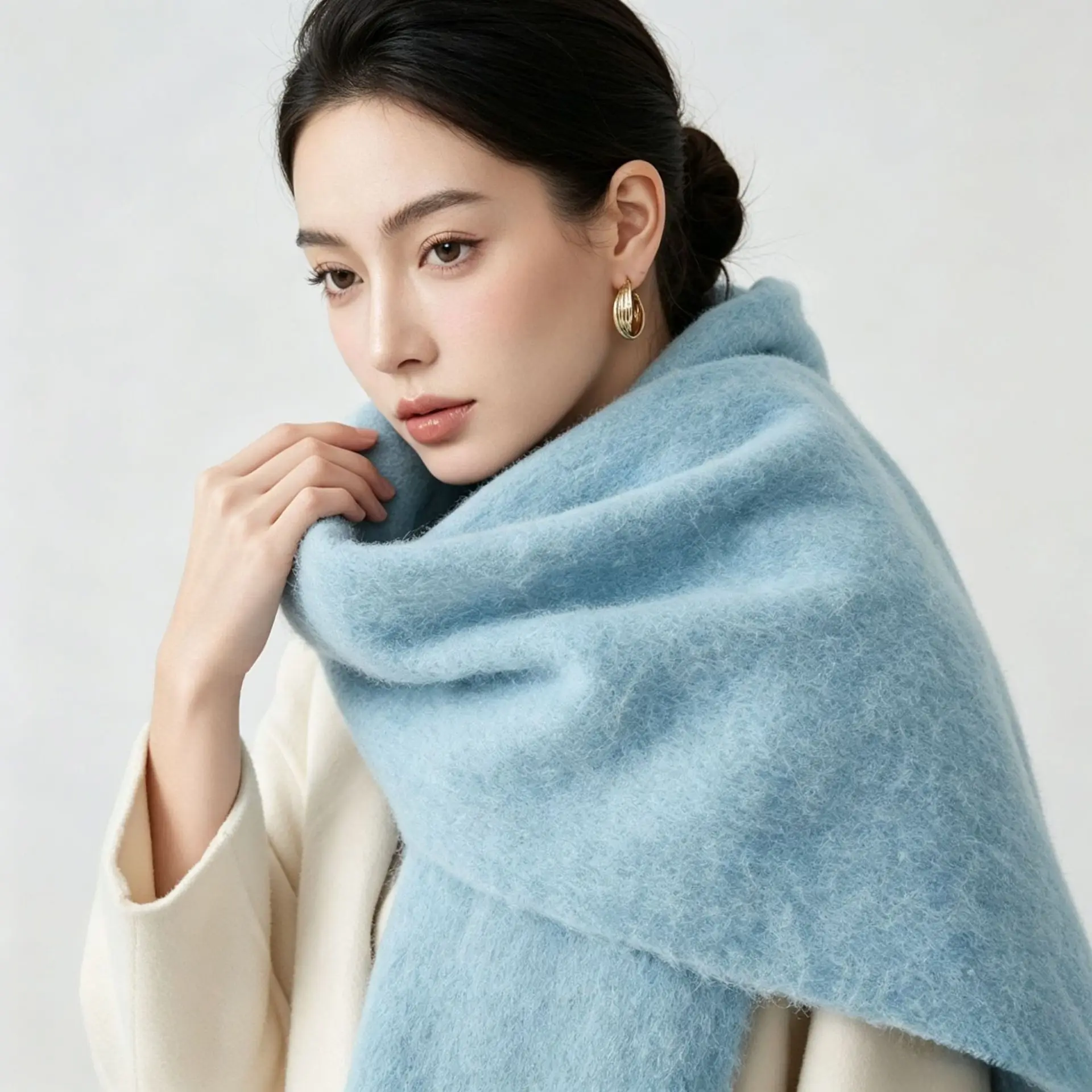 Women's Scarf Solid Color Wool Scarf Winter Thick Warm Scarf Versatile And High-end Fashion Shawl Fashion Funny Versatile Sweet