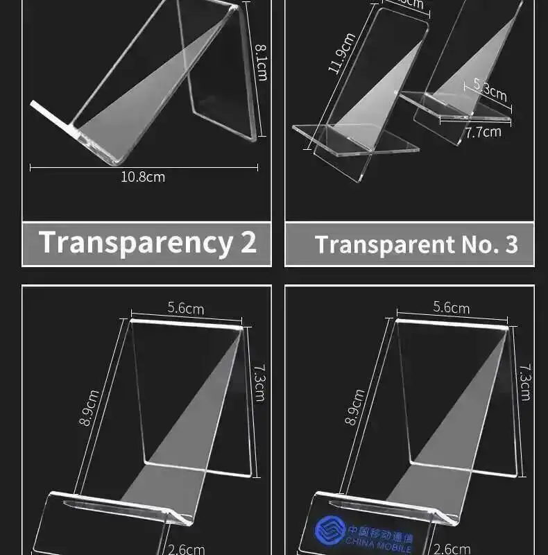 5 Stück transparente Acryl-Handyhalterungen, tragbare Mini-Display-Ständer, Lazy-Desktop-Display-Ständer für Handys – Detail 2
