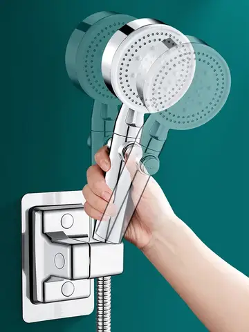 Non Punching Bathroom Handheld Shower Stand ABS Adjustable No Drilling Wall Mount Bracket