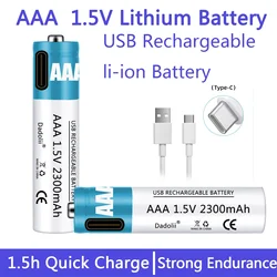 Nieuwe 1.5V Aaa Oplaadbare Batterij 2300Mah Oplaadbare Aaa Batterij Lithium Polymeer Batterij Snel Opladen Door Type-C Usb-Kabel