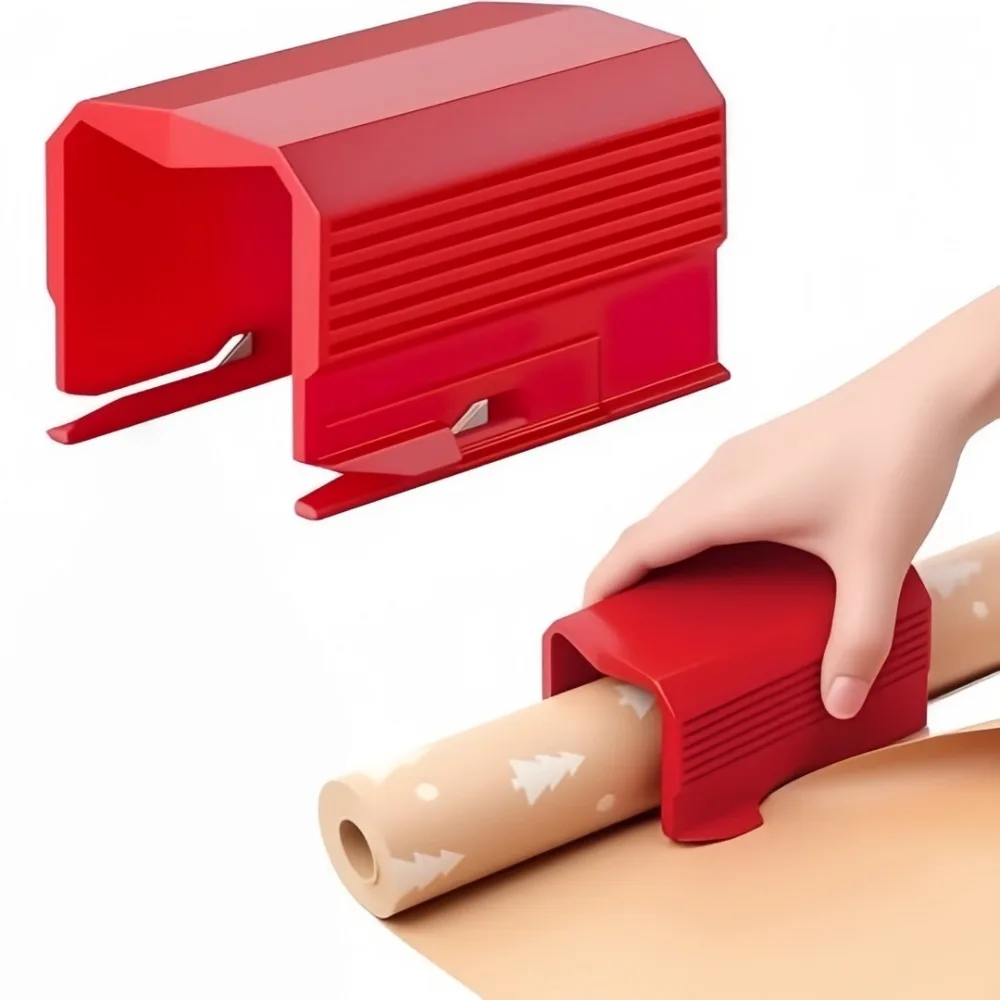 Wrapping Paper Cutter Plastic Christmas Packaging & Handmade Gifts Wrap Sliding Cutter Gadgets Portable Roll Paper Cutting Knife