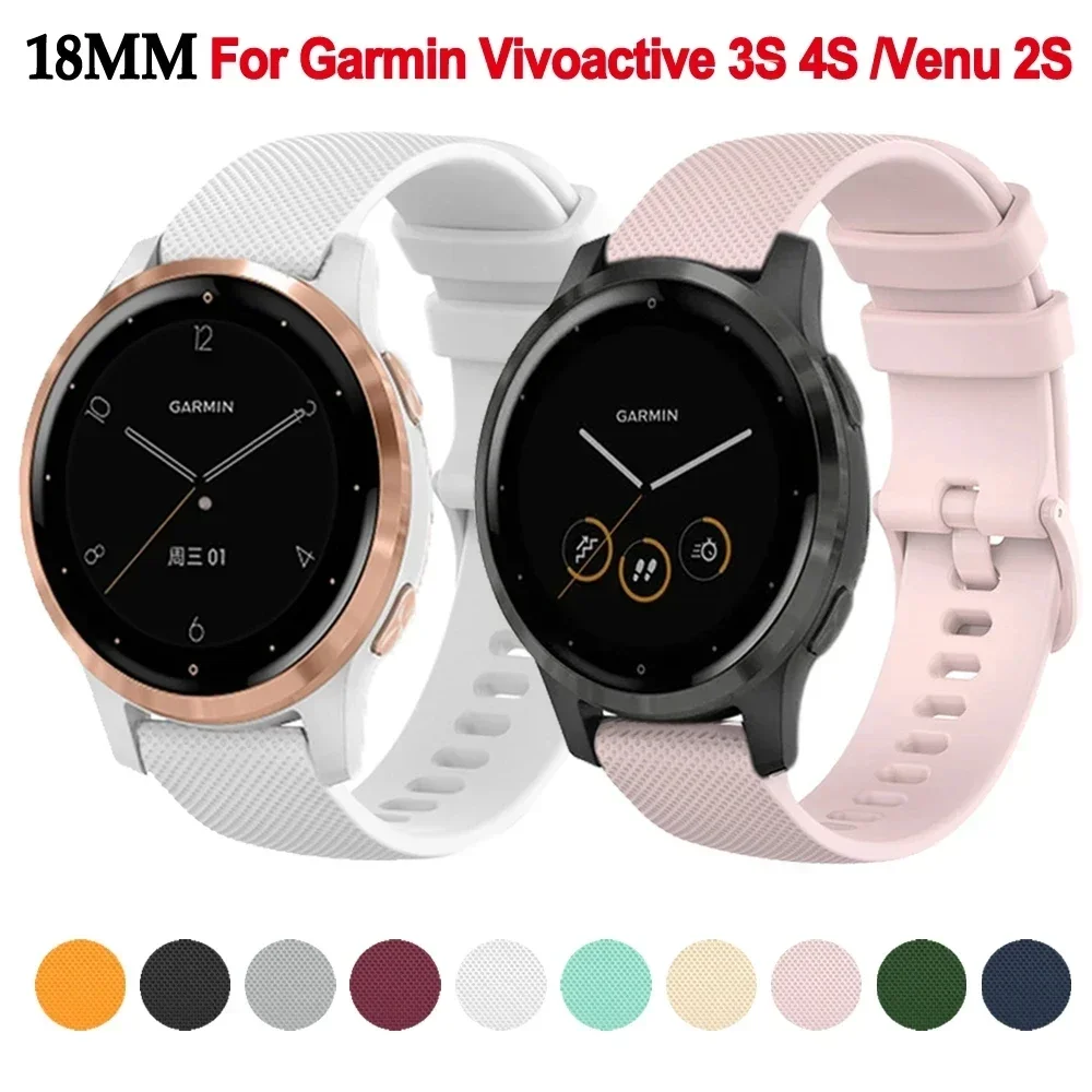 

Soft Strap For Garmin Venu 2S Vivomove 3S Wristband 18mm Silicone Smart Watch Band Bracelet Replacement Accessories