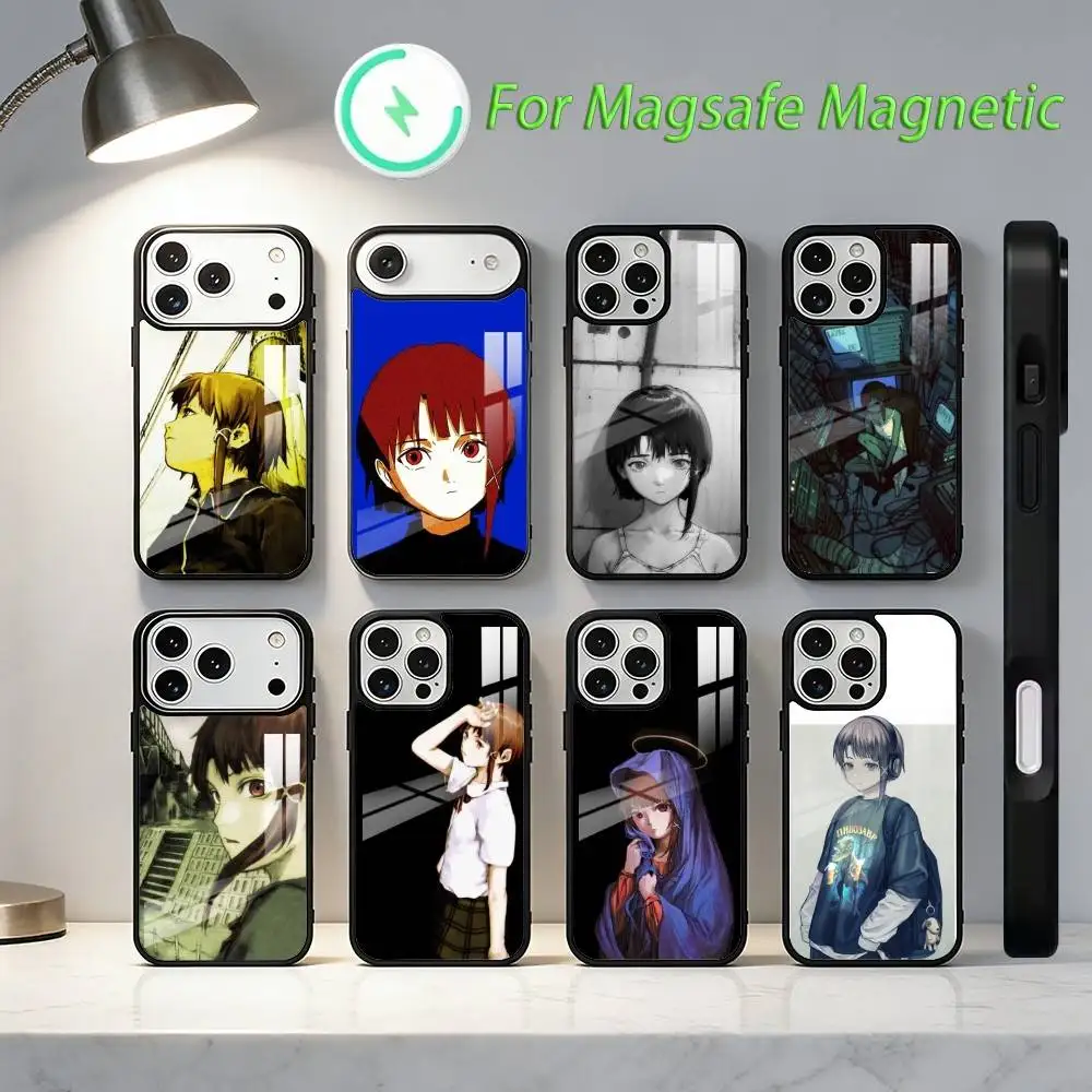 

S-Serial Experiments L-Lain Phone Case For iPhone17,16,15,14,13,12,11,Plus,Pro,Max For Magsafe Wireless Charging