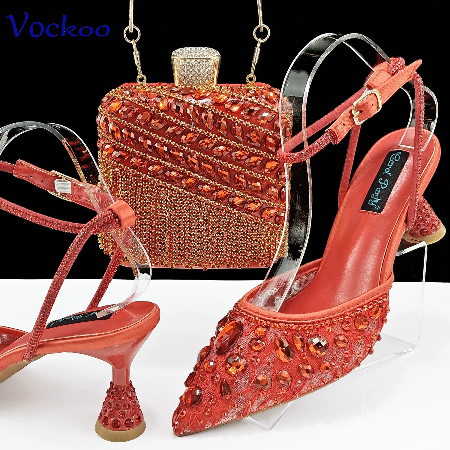 

2024 New Arrivals Italian Design African Women Shoes and Bag Set Match in Red Color High Quality INS Hot Sale for Wedding