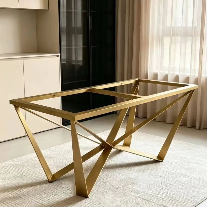 Light luxury wrought iron table leg bracket Thickened steel frame Matte lacquered rock slab dining table Desk general metal supp