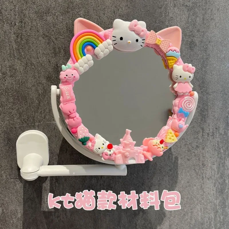 Cartoon Sanrio Meine Melodie Studentin niedlich handgefertigt kreative DIY drehbare Katzenohren Schlafsaal Creme Kleber Make-up Spiegel Geschenk