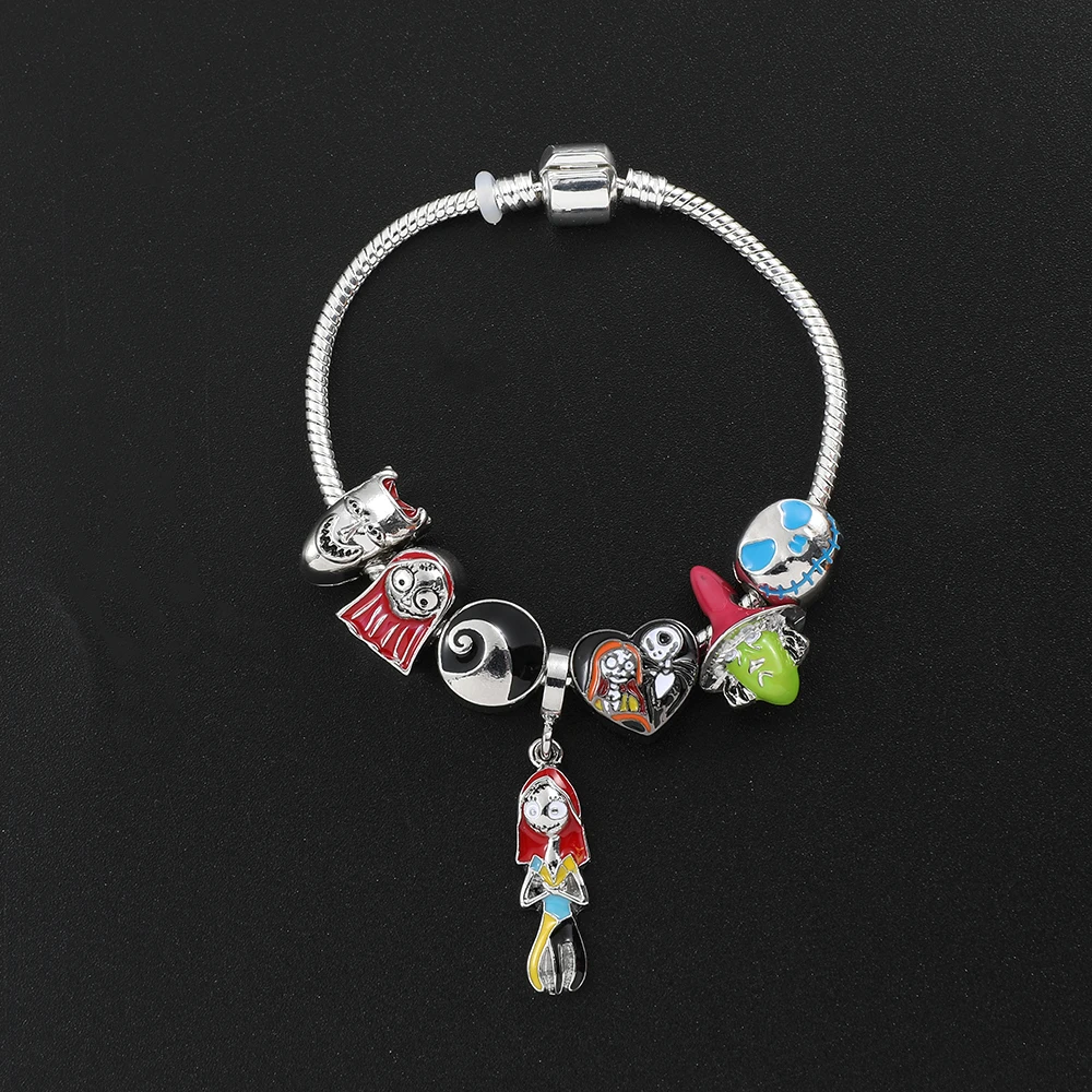 Weihnachts- und Halloween-Armband mit Weihnachtsmann-, Weihnachtsbaum- und Jack-Skellington-Geisteranhängern, Armbänder für Frauen und Männer, Geschenk – Detail 1