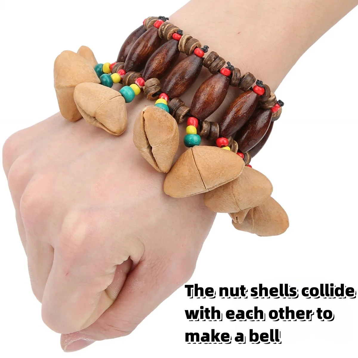 Miwayer الأفريقي الجوز قذيفة اليد جرس سوار القبلية نمط/ل Djembe الأفريقية طبل كونغا قرع آلة موسيقية الهدايا اللعب #4