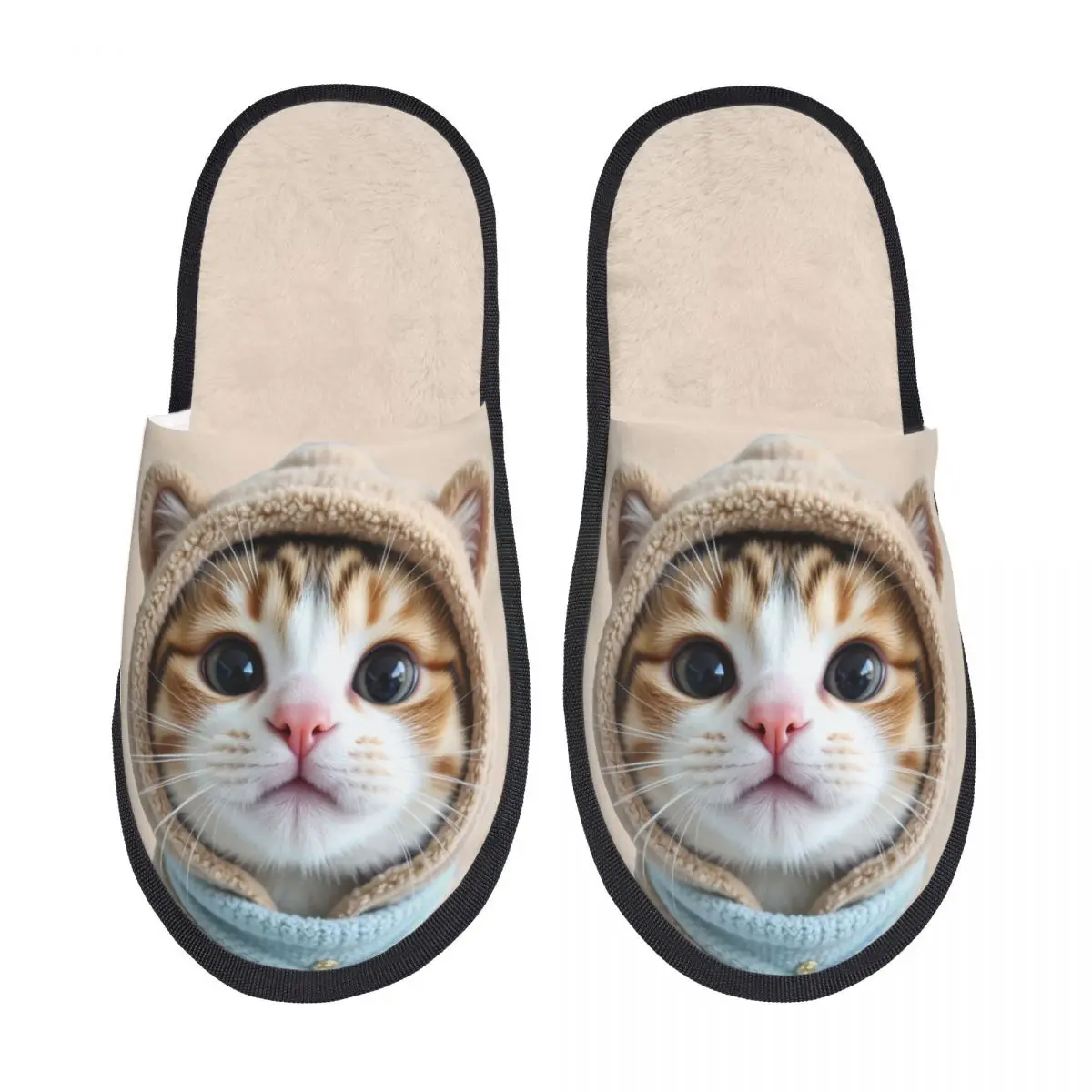Custom Adorable Kitten Cat House Slippers Women Cozy Memory Foam Slip On Spa Slipper Shoes
