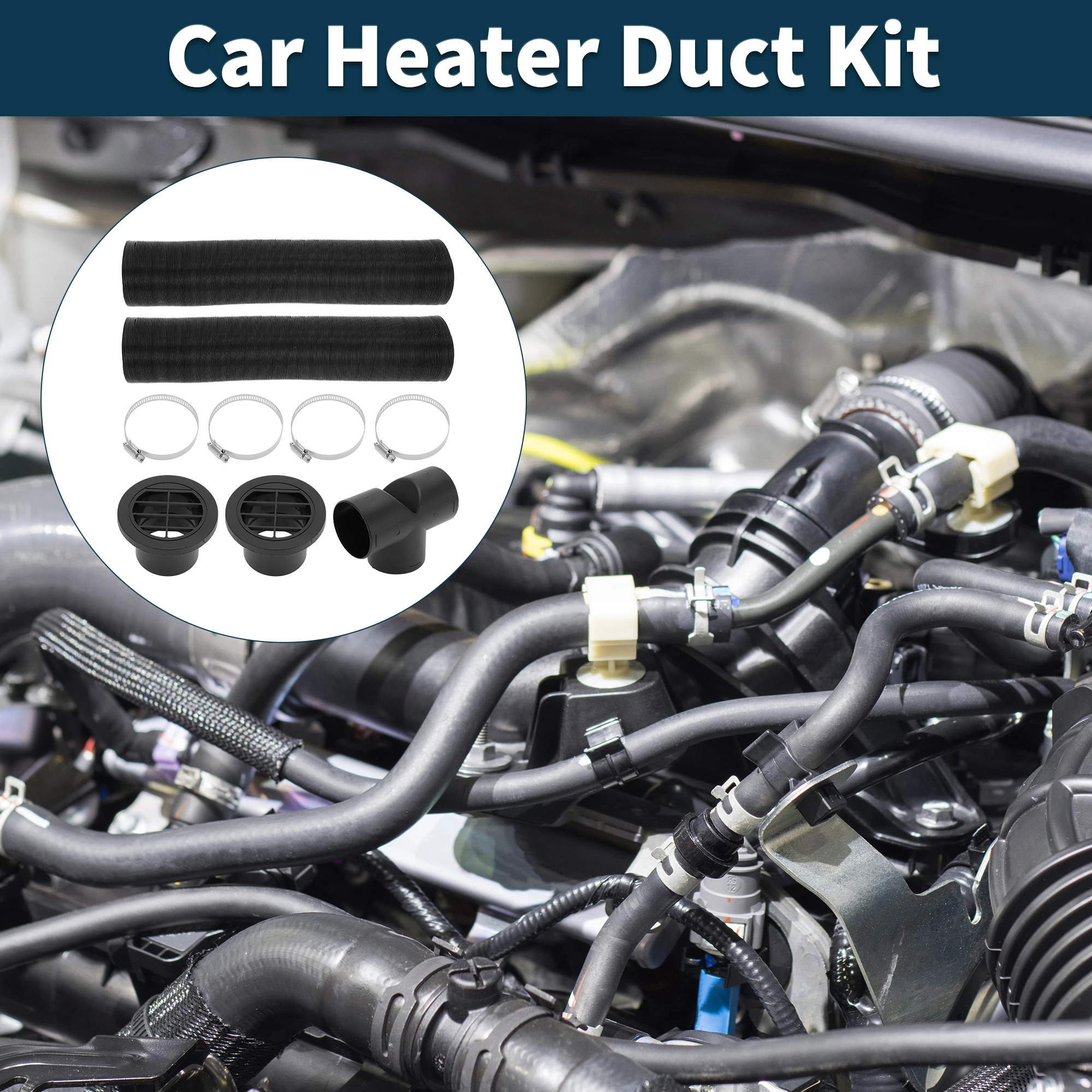 

UXCELL Car Heater Duct Kit 60mm ID 80cm Max L with Heater Pipe Clamp