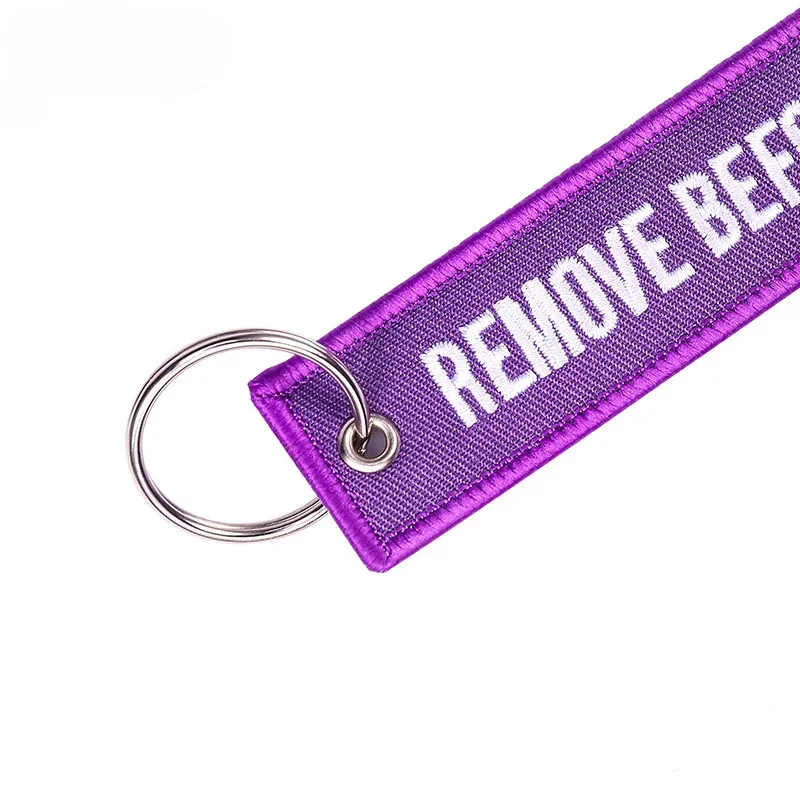 New Embroidered Keychain Violet For Car Motorcycle Bagpack Key Jet Tag Chains For Men Women Cloth webbing Keyring Gift Chaveiro