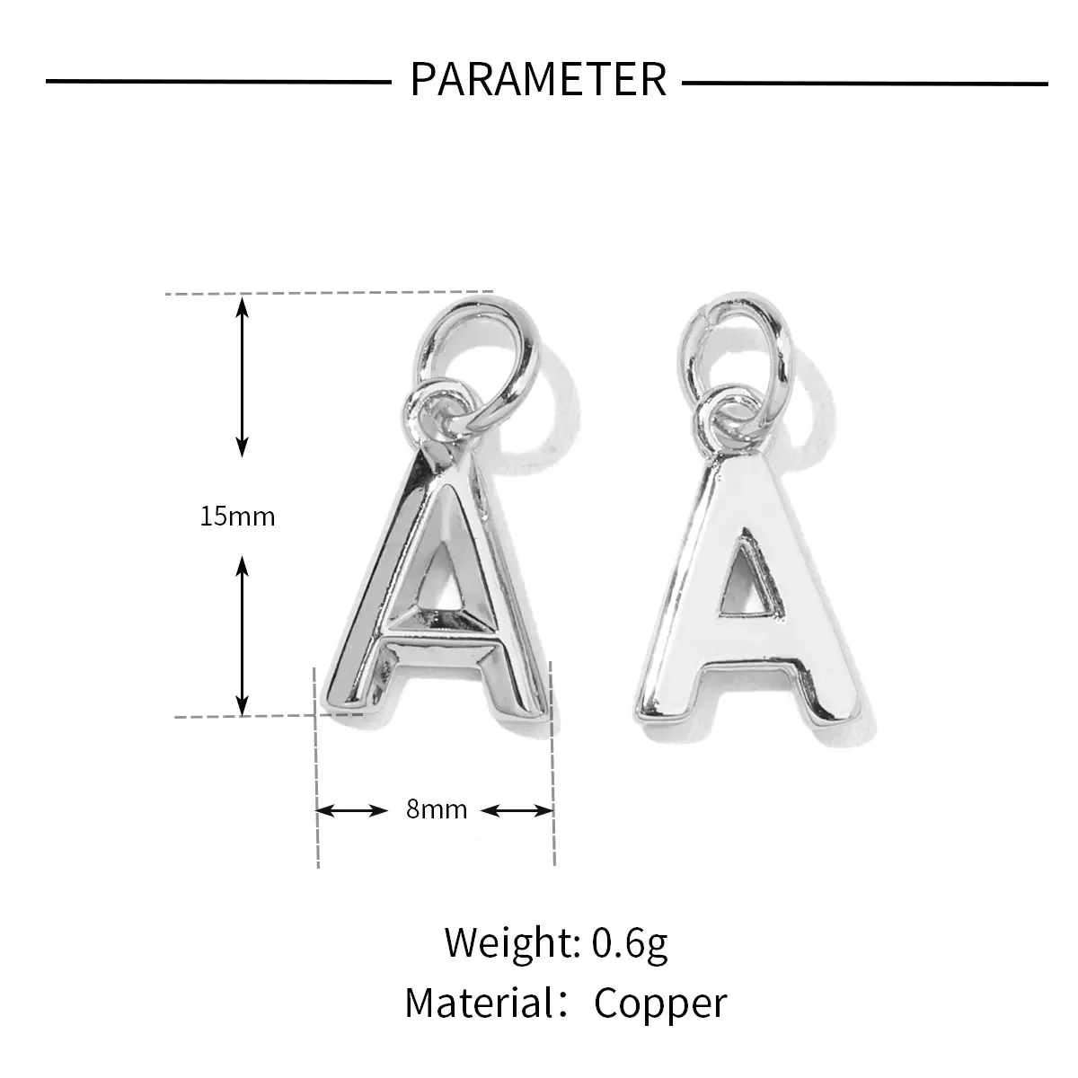 5Pcs/Lot Simplicity High Quality Copper English Letter Name Charms Bracelet Necklace DIY Making Findings Wholesal