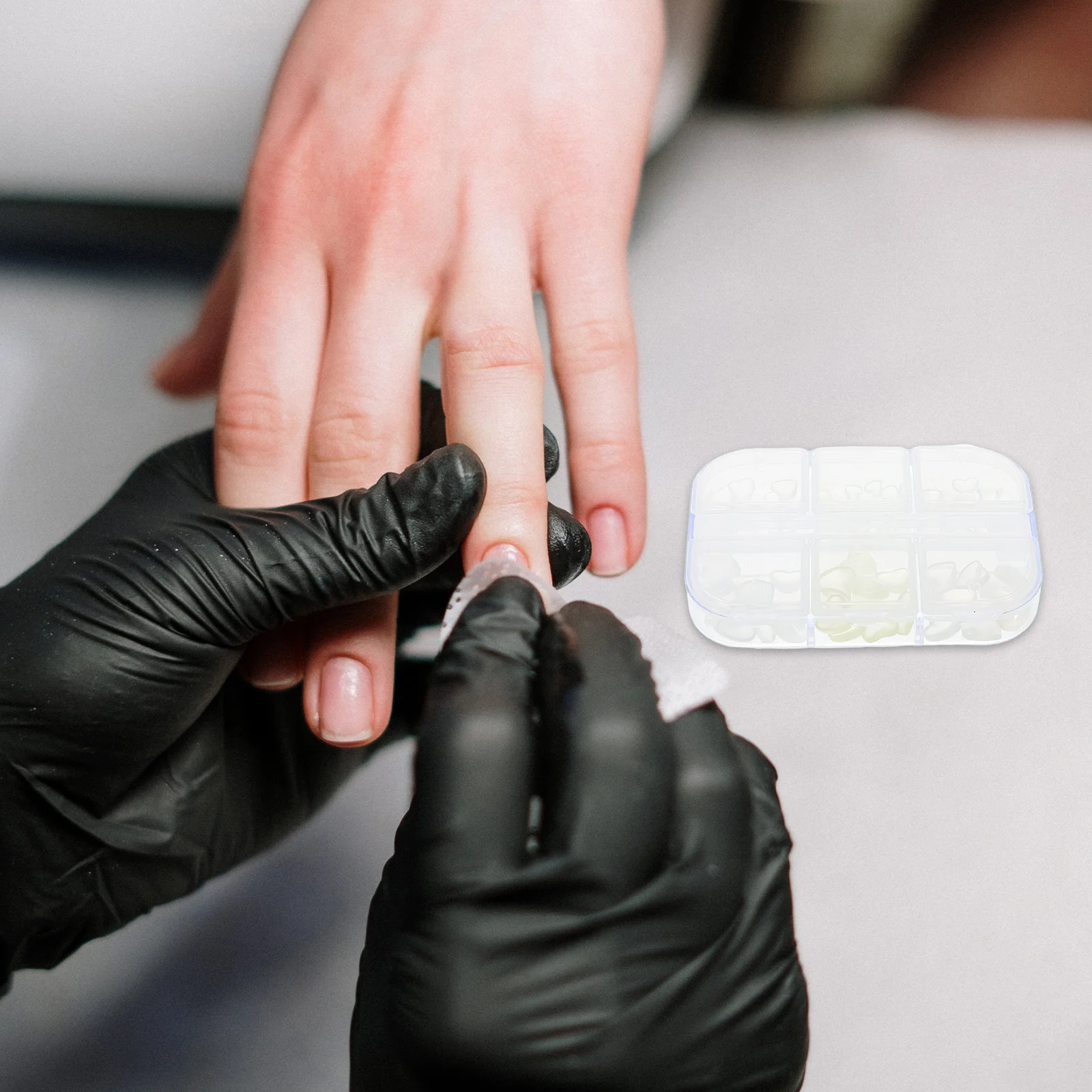 

Resin Hearts Nail Charms 6 Grids Transparent Iridescent Heart Shapes for DIY Manicure Accessories Valentine Nail Art