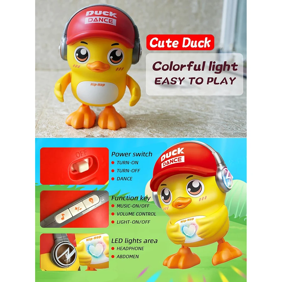 Música dança pato brinquedos com música leve para crianças bebê rastejando dança brinquedo musical para crianças brinquedos interativos musicais do bebê
