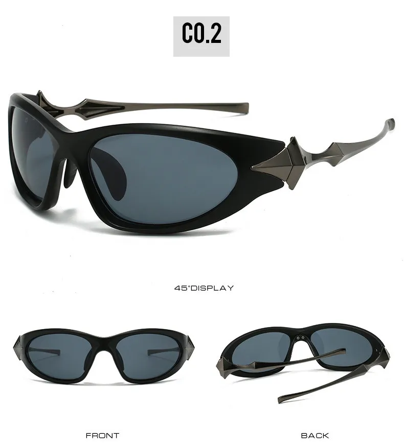 Steampunk Cat Eye Sonnenbrille Frauen neue Mode übergroße Punk Sonnenbrille für Damen Retro 2000's Brille y2k Accessoires – Detail 10