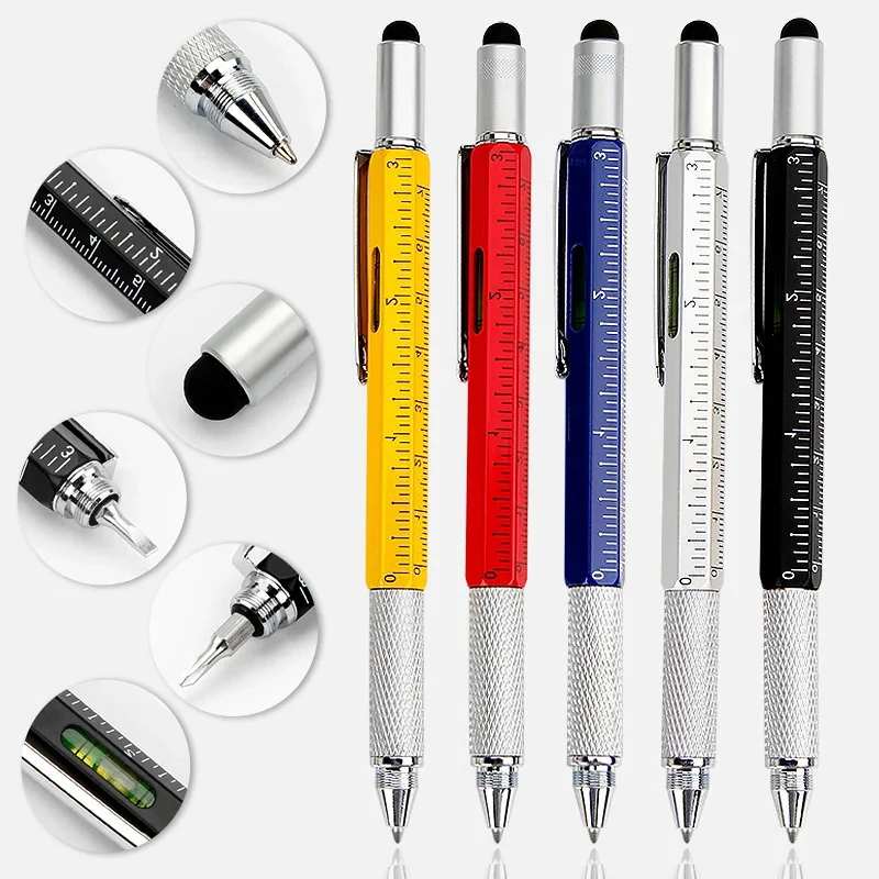 Multifunction Ballpoint Pen With Modern Handheld Tool Measure Technical Ruler Screwdriver Touch Screen Multi Stylus Spirit Level