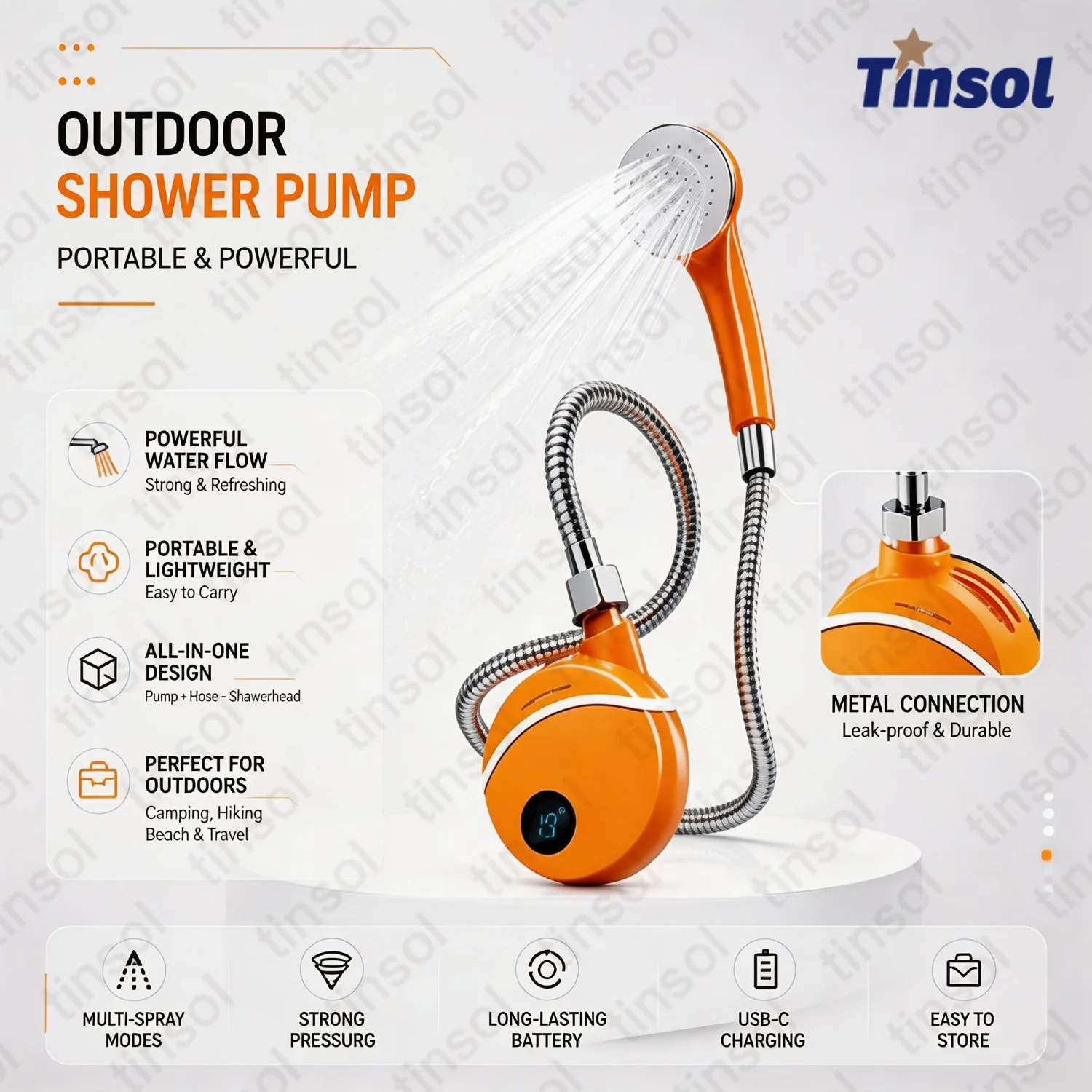 2026 Portable New Camping Shower Outdoor USB Rechargeable Electric Shower Pump Camping Car Washing Gardening Pet Cleaning