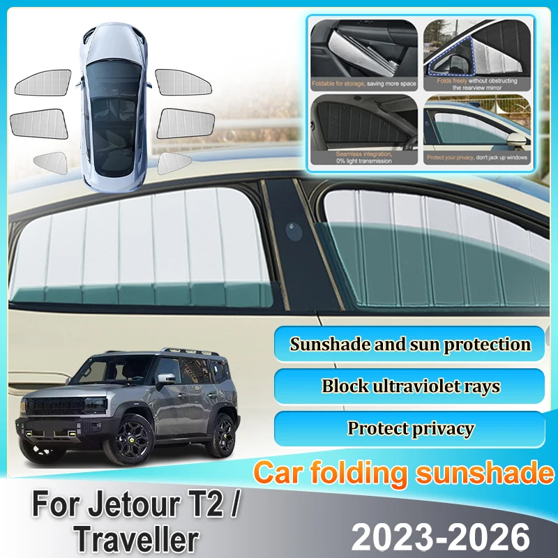 Car Foldable Sun Visor Cover For Jetour T2 Body Kit ICH-X K3 Traveller 2023-2026 Side Window Sunshades Auto Sunshade Accessories