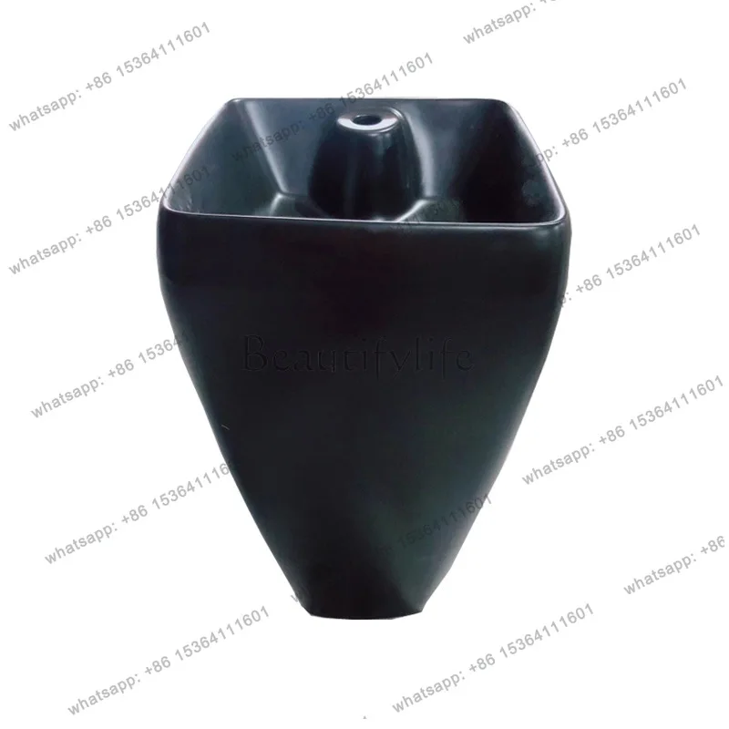 High temperature matte black one-piece column basin, floor-to-ceiling black square one-piece basin
