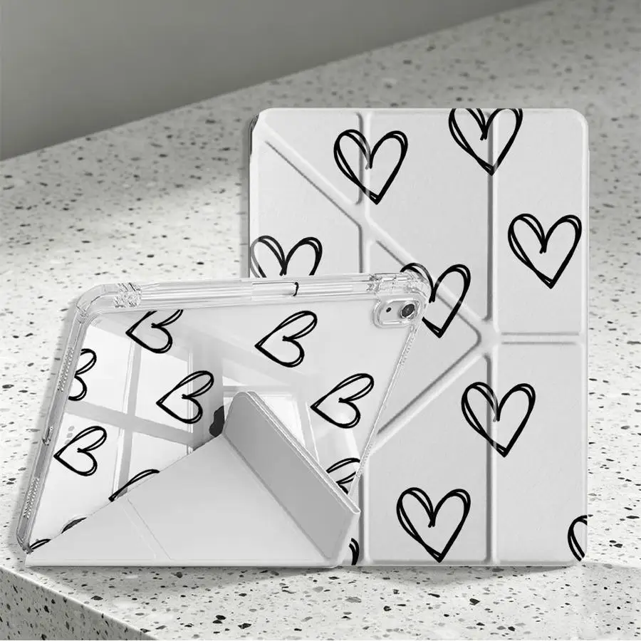 Tablet Case For Samsung Galaxy Tab A8 S9 Plus S8 S10 Lite S7 FE A9 Plus A11 With Pen Slot Cover Cartoon Flower Love Heart