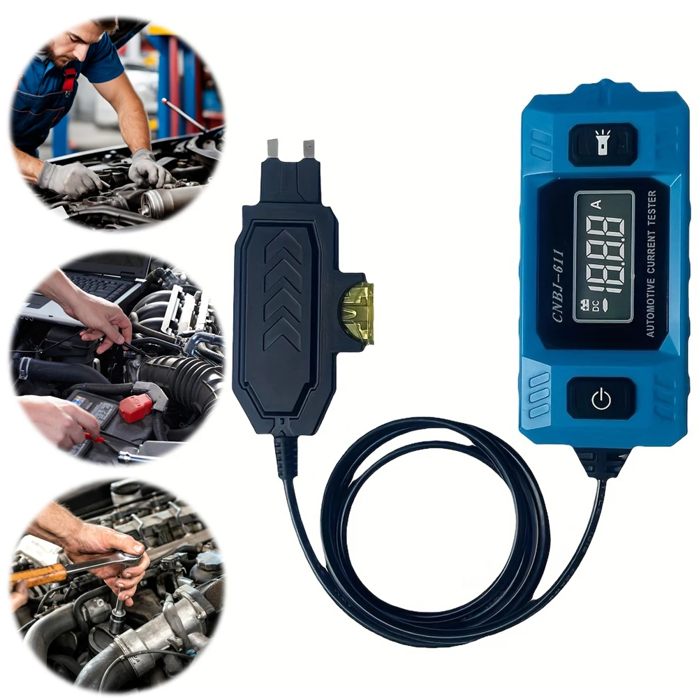 Automotive Fuse Current Tester LCD Display Car Fault Tester Max 48V Automotive Fuse Current Testing Tool High Precision