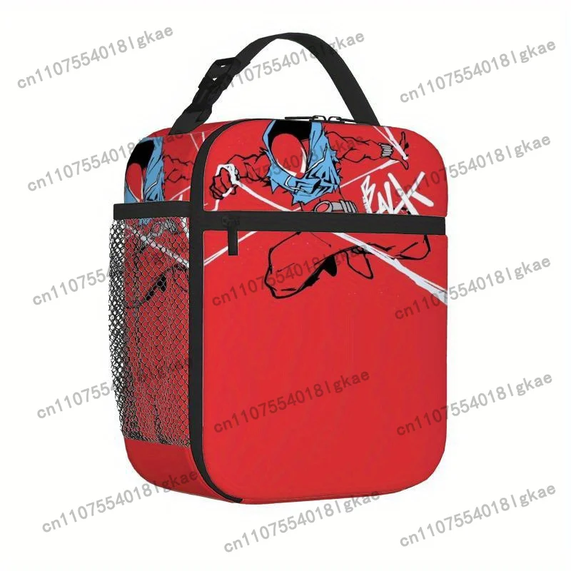 1pc Superhero-Themed Lunch Box/Thermal Bag - Spider-/Dynamic Hero Print (Red/Black), Reusable Portable Cooler, Office, Picnic, &