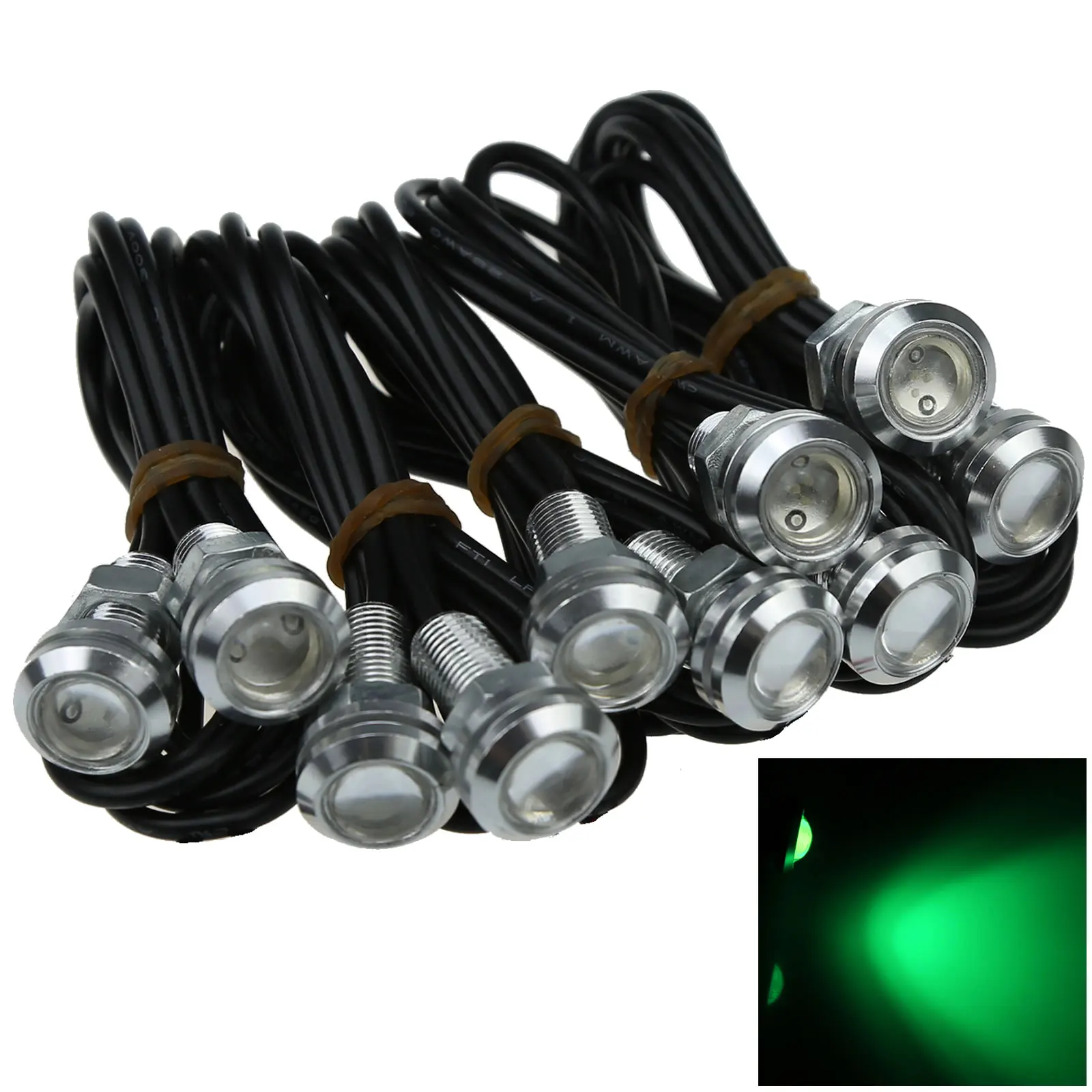 10x Green Car Angel Eye Turn Signal Blub Parking Reverse Lamp 18MM 1 Emitters COB LED O501-G