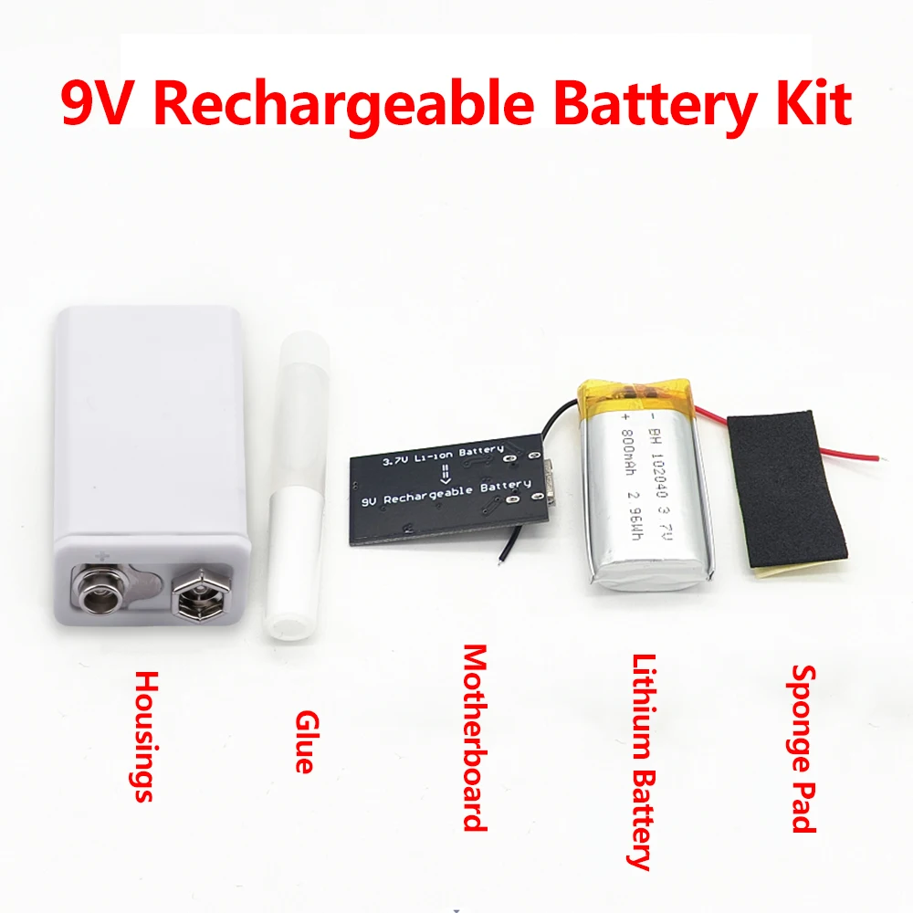 USB 9V Rechargeable Battery Charger 6F22 Li-ion Battery 800mAh/1200mAh Suitable for Multimeter Microphone Instrumentation