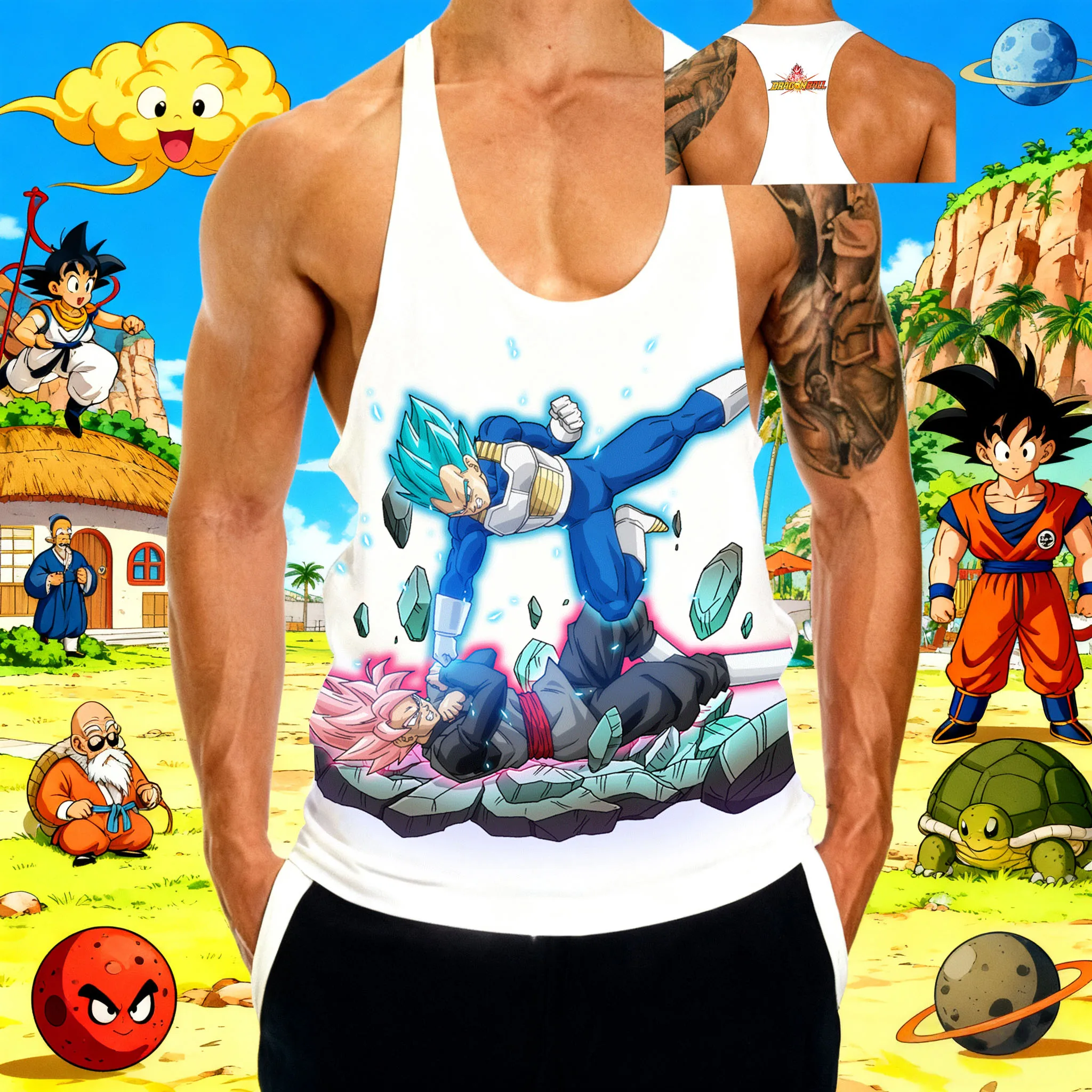 Popular anime "dragon ball" anime padrão impressão 2025 verão nova venda quente esportes masculinos ginásio respirável algodão sem mangas colete