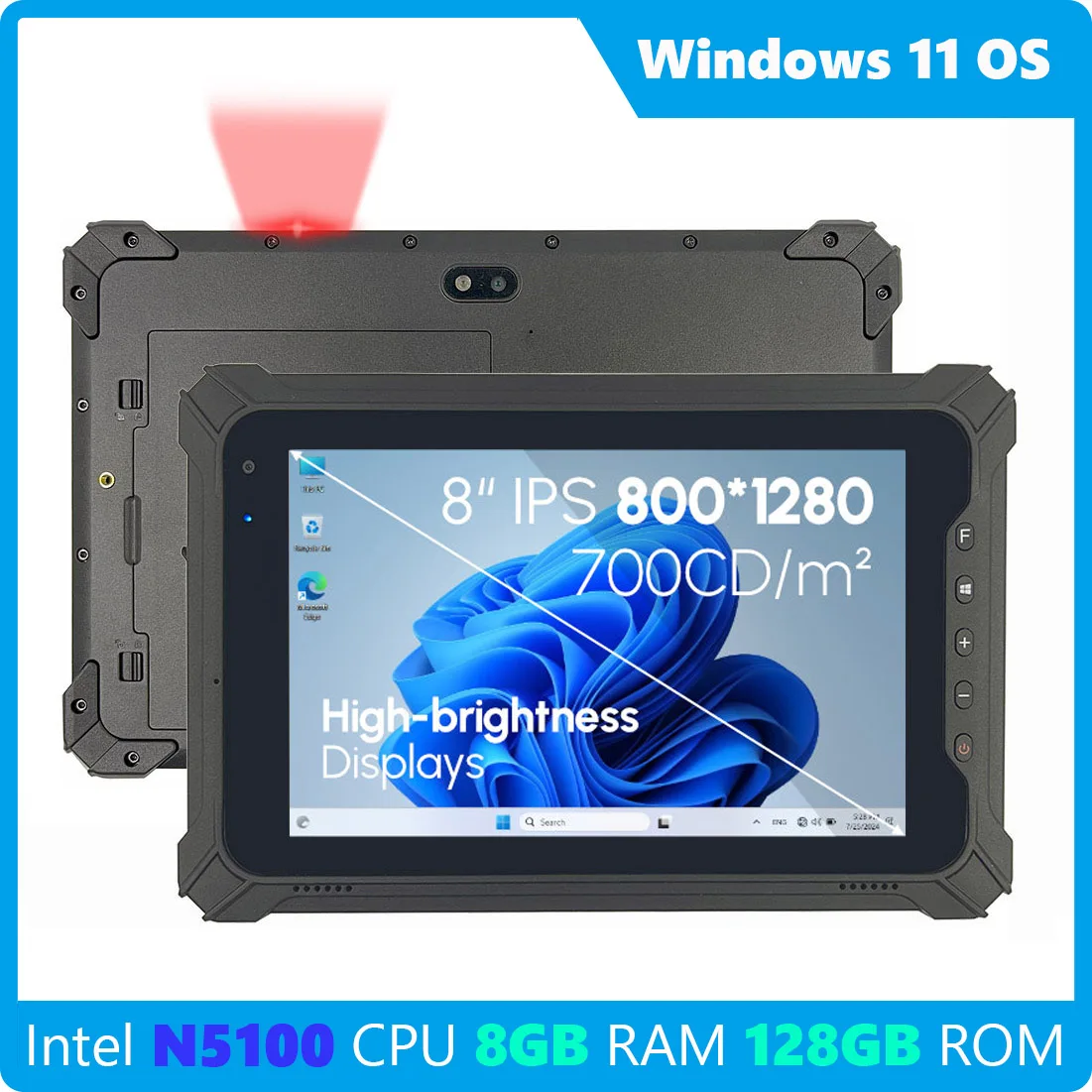 

RUGLINE Rugged Industrial Tablet PC Windows 10 Home Handheld Mobile Computer Waterproof 8 Inch 8G RAM +128G IP67 GPS 10000mAH
